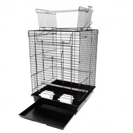 23" Bird Cage Pet Supplies Metal Cage with Open Play Top Black