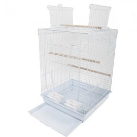 23" Bird Cage Pet Supplies Metal Cage with Open Play Top White