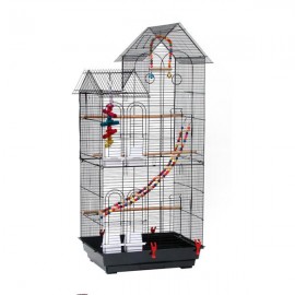 46" Bird Cage Pet Supplies Metal Cage with three Additional Toys Black