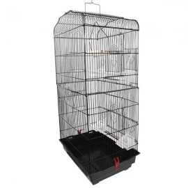 [US-W]37" Bird Parrot Cage Canary Parakeet Cockatiel LoveBird Finch Bird Cage with Wood Perches & Food Cups Black