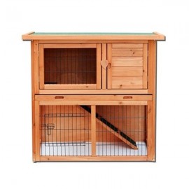 36" Waterproof 2 Tiers Pet Rabbit Hutch Chiken Coop Cage Hen House Wood Color