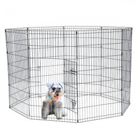 42" Tall Wire Fence Pet Dog Cat Folding Exercise Yard 8 Panel Metal Play Pen Black