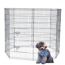48" Tall Wire Fence Pet Dog Cat Folding Exercise Yard 8 Panel Metal Play Pen Black
